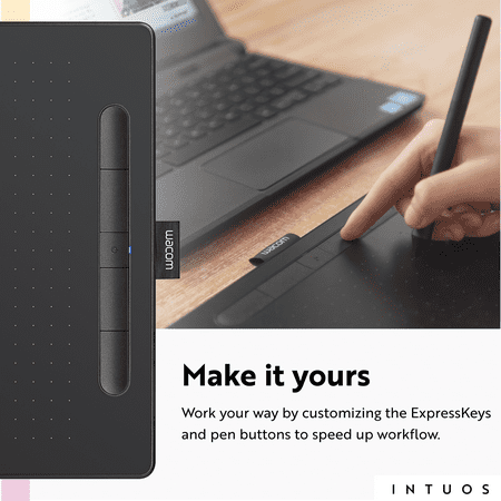 Wacom - Intuos Graphic Drawing Tablet for Mac, PC, Chromebook & Android (Medium) with Software Included (Wireless) - Black