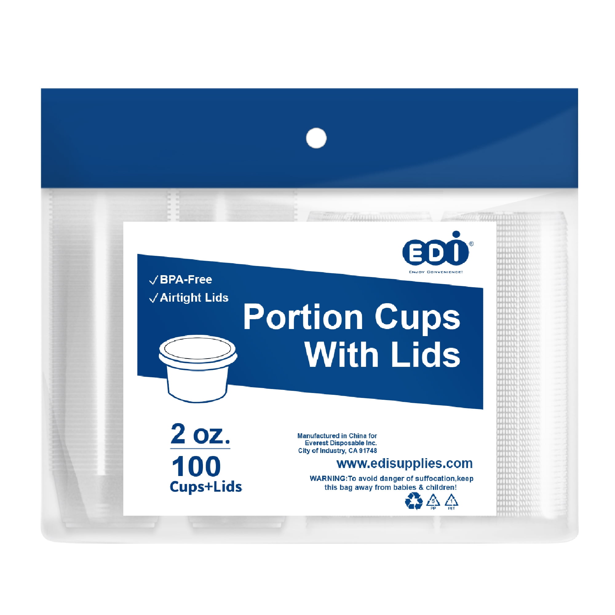 EDI Clear Plastic Disposable Portion Cups/Souffle Cup with Lids (2 oz