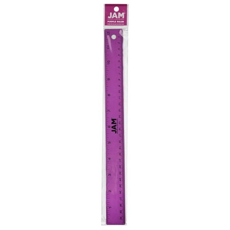 JAM Paper Stainless Steel Ruler, 12 inches, Metal Ruler with Non-Skid Cork Backing, Purple Metallic, 12 per Pack