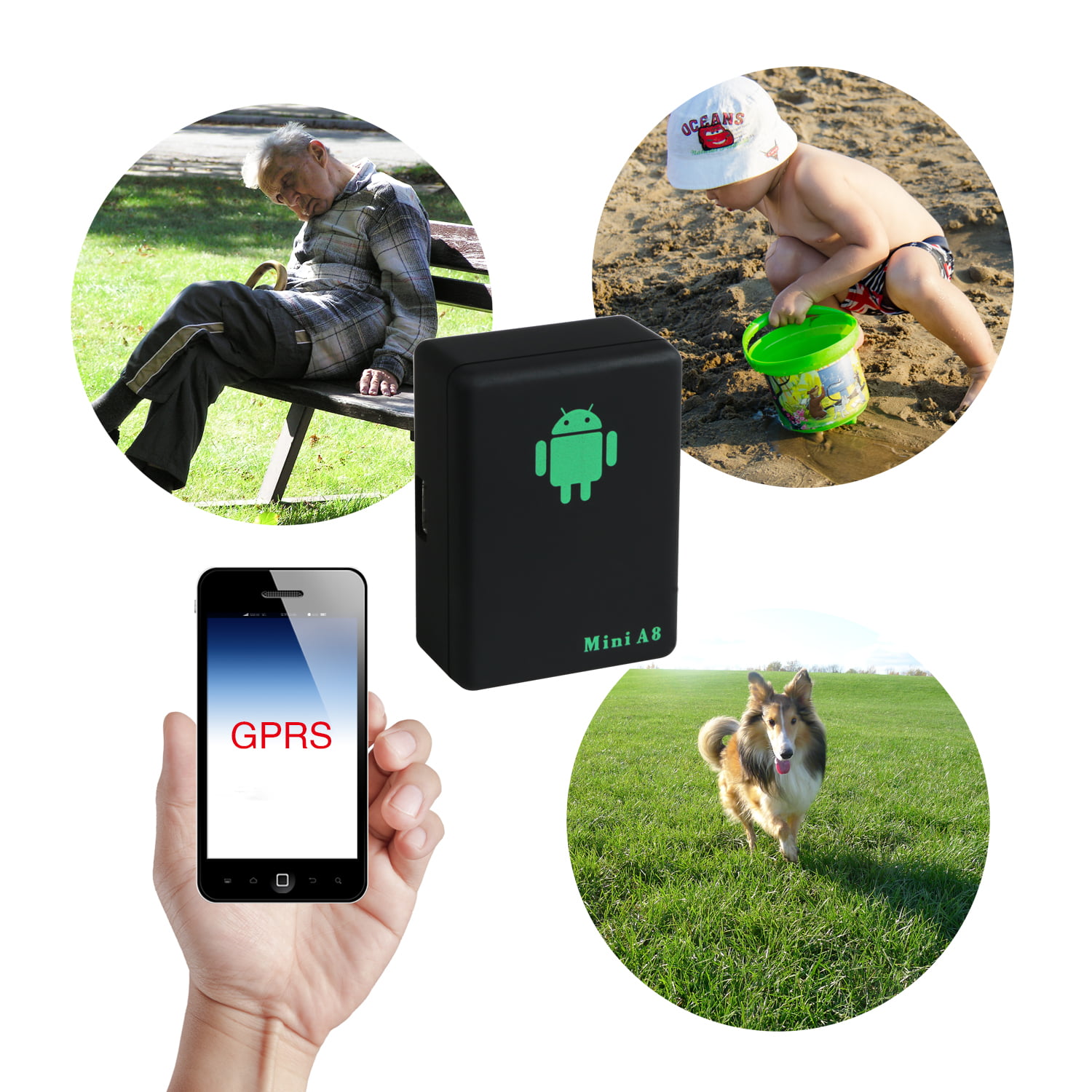 Black Useful Flat Mini GPS Device Tracker App For Kids Car Phone Dog Key Locator