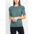 thumbnail image 3 of Adrianna Papell Crew Neck Short Sleeve Ruffled Shoulder Solid Knit Top-TROPOSPHERE / L, 3 of 10