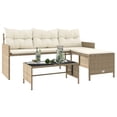 thumbnail image 2 of vidaXL Canapé de Jardin avec Table et Coussins en Forme de L Beige en Rotin Poly, 2 of 5