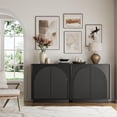thumbnail image 5 of win2win Fluted Sideboard Buffet Cabinet with Storage, 31.5" Modern Accent Cabinet with Double-Layered Arch Doors, Small Wood Console Credenza for Living Room, Dining Room, Entryway, Hallway, Black, 5 of 9
