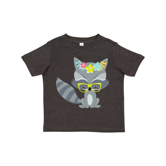 Inktastic Hipster Raccoon, Raccoon With Glasses, Flowers Boys or Girls Toddler T-Shirt