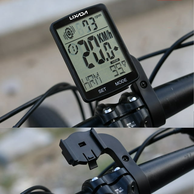 LIXADA 3 in 1 Wireless Bike Computer Multi Functional LCD Screen Bicycle Computer with Heart Rate Sensor Mountain Bike Speedometer Odometer IPX7 Waterproof Cycling Measurable Temperature Sto