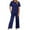 Dark Blue, variant on Women's Sets Fashion Outfits Wide Leg Loungewear Side Slit Tracksuit For Vacation Travel Airport