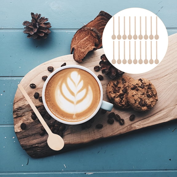 Luxshiny 50Pcs Wood Beverage Stirring Sticks for Family Cocktails