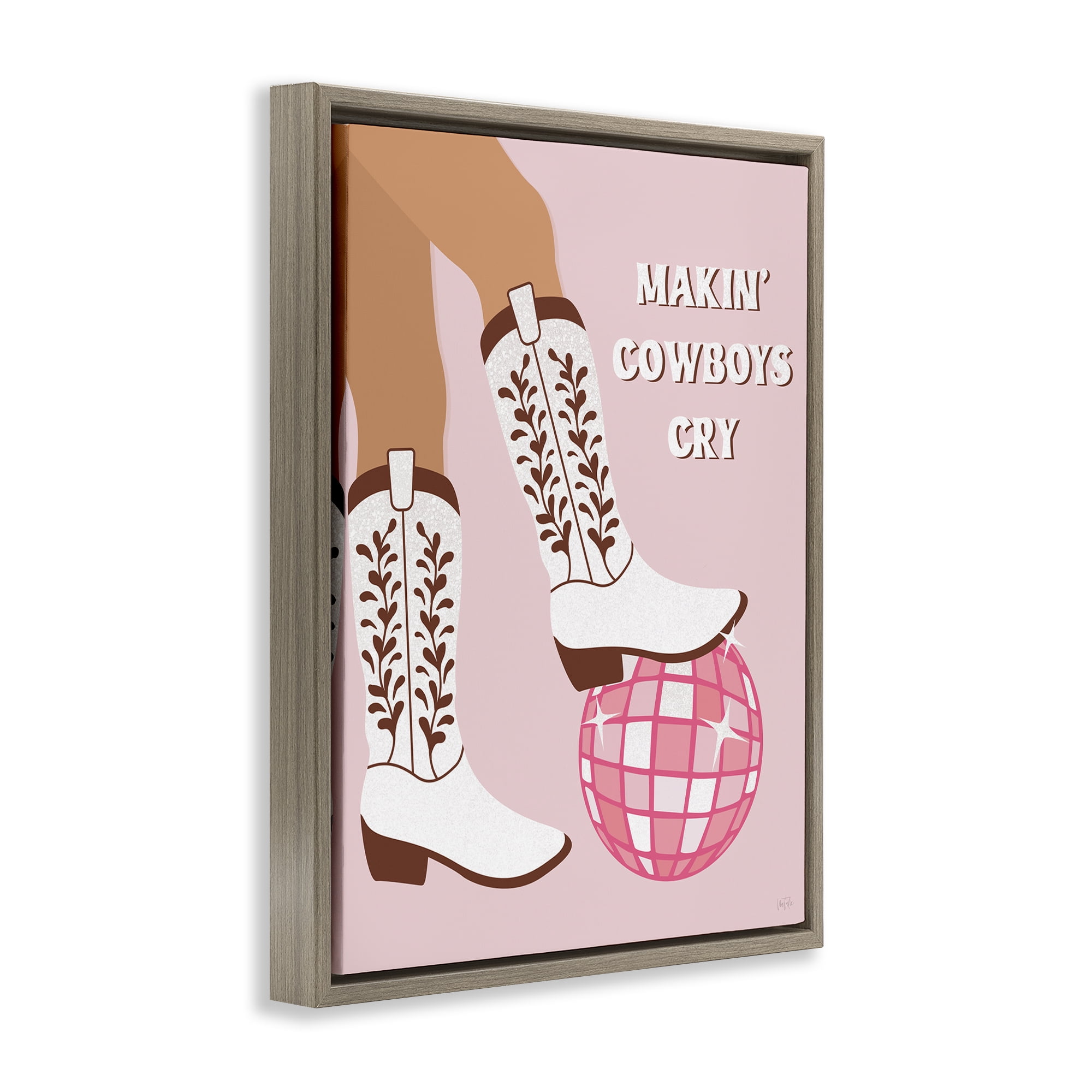 Stupell Industries Makin' Cowboys Cry Fashion Painting Brown Floater Framed Canvas Art Print Wall Art, 25 x 31