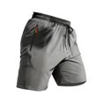 thumbnail image 4 of RYDCOT Mens Athletic Gym Shorts Jogger Running Workout Jersey Zipper Pockets Quick Dry Lightweight Sweat Shorts Gray, 4 of 9