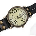thumbnail image 2 of Big Face Easy to Read Wrap Around Wrist Leather Snap-On Black Band Style Watch 91-LB, 2 of 4