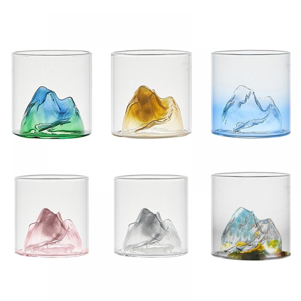 Mountain Shape Wine Glasses, 5.7 oz 170ml Colorful Mountain Whiskey Glasses,  Small Old Fashion Glasses for Drinking Bourbon,Scotch,Cocktails or Tea,  Gifts for Men and Women 