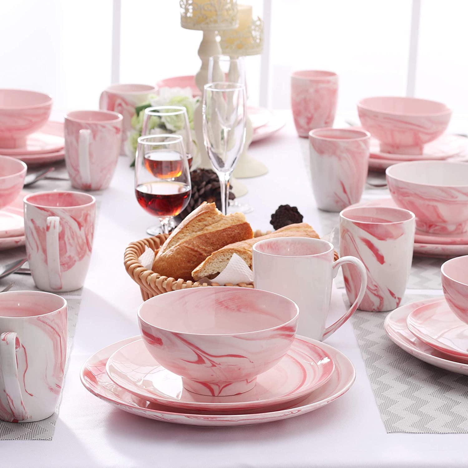 Catalina Pink Marble Luxury Dinnerware Set