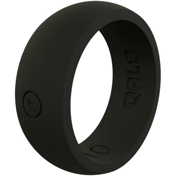 QALO Silicone Rings for Him – Mens Silicone Wedding Band, Durable Rubber Wedding Ring, Breathable Comfort Fit - Mens Black Classic Outdoors Silicone Ring Size 08