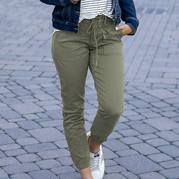 NSLGXD Womens Joggers Casual Stretch Drawstring High Waist Cinch Bottom Sweatpants Summer Lightweight Hiking Pants with Pockets