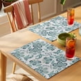 thumbnail image 4 of Abstract Paisley Pattern Placemats Set of 4, Vintage Green Ethnic Flowers Non-Slip Place Mats Washable Table Mats for Kitchen Dining Table Decorations Indoor/Outdoor, 4 of 9