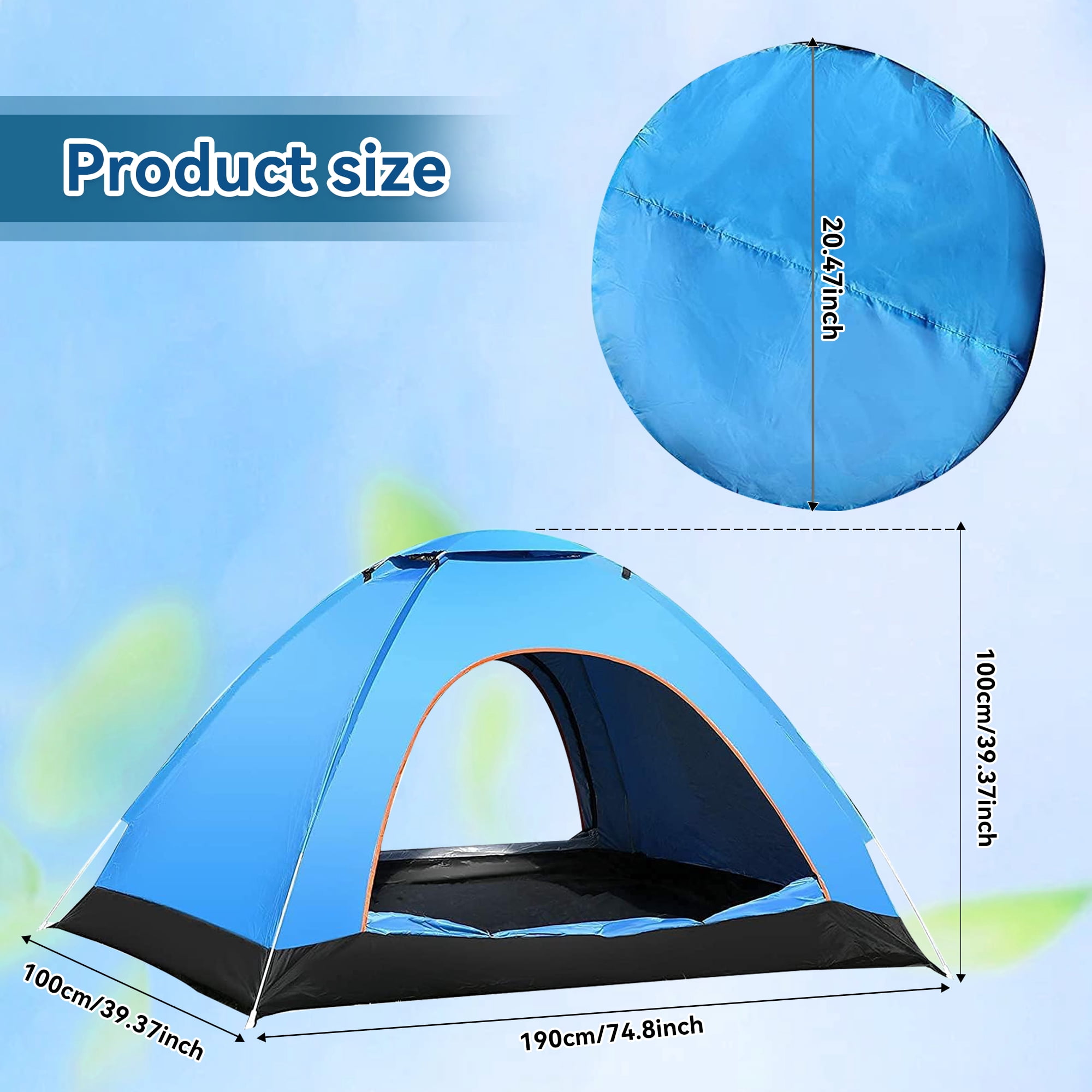 ORFELD Tents for Camping, Small Camping Tent Portable Instant Pop up Camping Tent for Outdoor Family All Season