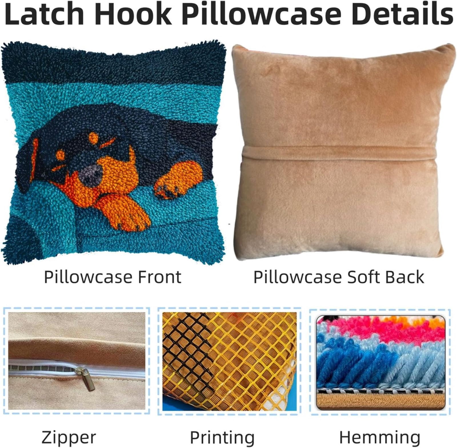 Latch Hook Kit For Adults Beginners With Yarn Christmas Shih Tzu DIY Pillow Cover Craft Kit For Home Decor - 17x17 Inch Handmade Crochet Pillow Case For Sofa,Bedroom
