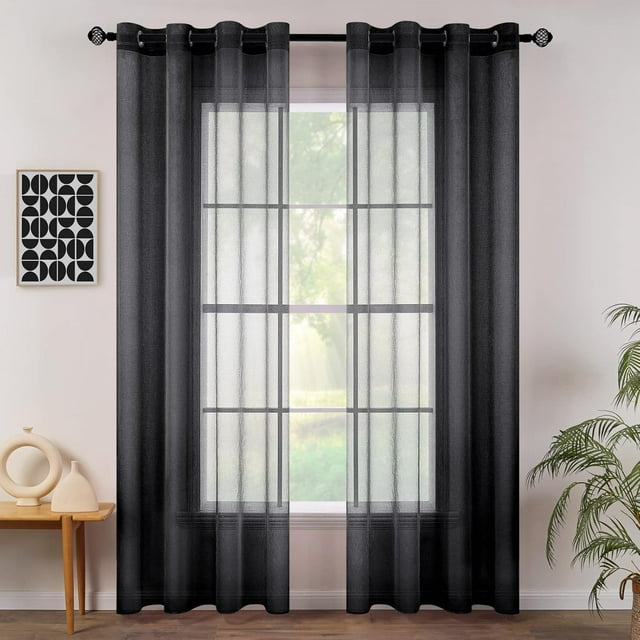 2 Panneaux Rideaux de Fenêtre Semi-Transparents Terracotta Boho à Œillets Voilage Texturé en Lin pour Chambre Salon Rouille Rétro Automne Déco Moderne (54X84 Pouces)