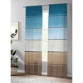 thumbnail image 4 of Blue Brown Sheer Curtains 96 Inch Long 2 Panels, Gradient Wood Grain Vintage Farmhouse Light Filtering Rod Pocket Semi Sheer Curtains, Sheer Voile Drapes for Living Room Bedroom, 52"x96", 4 of 5