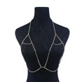 thumbnail image 3 of Clásico Crystal Rhinestone Bi Cadena Arnés Collar Crossover Body Zulema Cadena del cuerpo del sujetador, 3 of 7