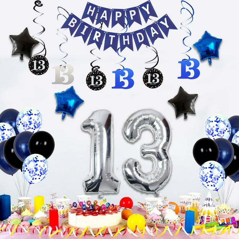  Navy Blue 13th Birthday Decorations for Boys and Girls