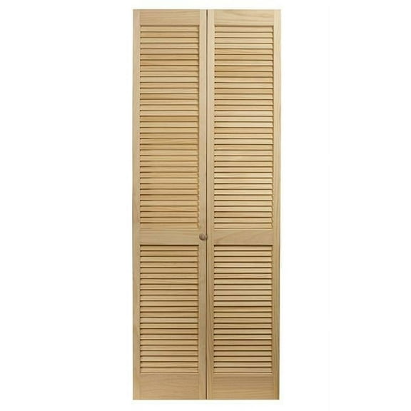 AWC 36 x 80.5 in. Model 104 Louvered Unfinished Wood Bifold Door
