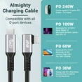 thumbnail image 4 of RVP+ USB C Cable 90 Degree (2Pack, 240W), Type C to Type C Cable, PD 3.1 Fast Charging Cable Up Down Angle - Grey (RVP-C101-BK-6FT-2), 4 of 7