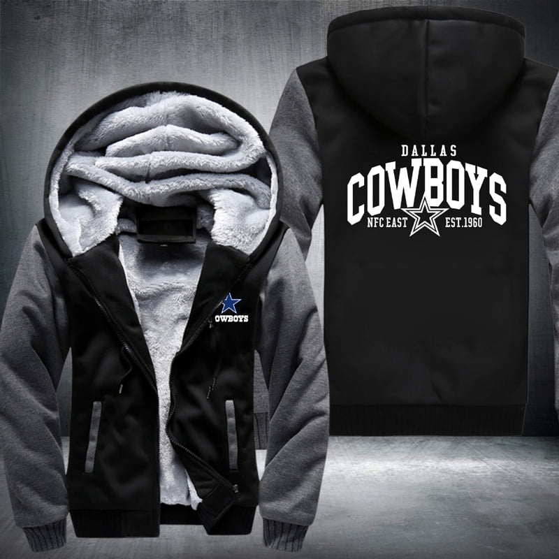 Men s Dallas Cowboys Hoodie Zip up Jacket Coat Winter Warm Sweatwear COWBOYS Pentagram Printed Hooded Jackets Walmart