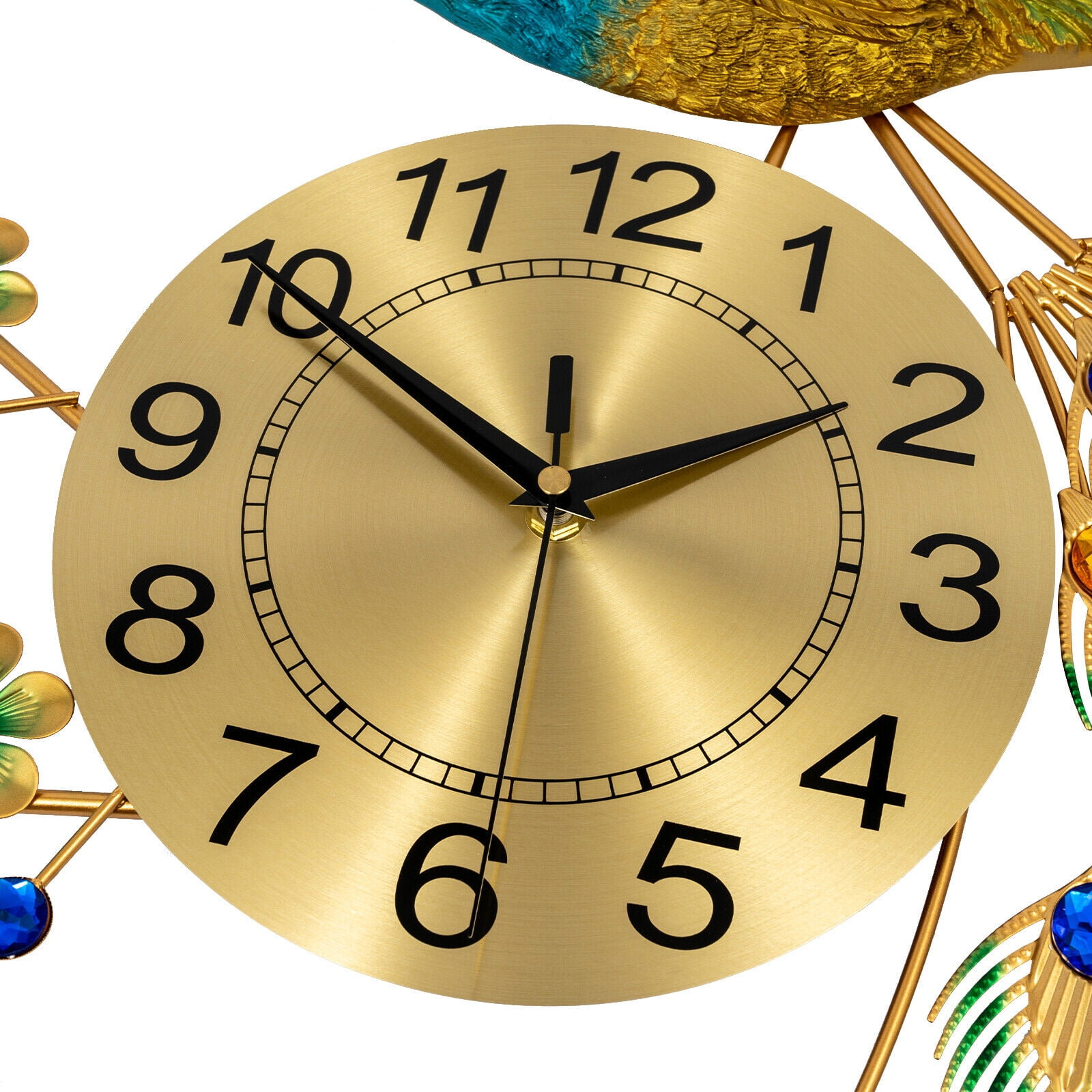 Luxury Peacock Large Wall Clock Metal Living Room 3D Wall Watch Home Decor Gift