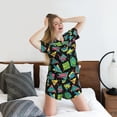 thumbnail image 3 of "Wukai Geometric Dinosaur Women's Pajama Set - Short-Sleeve Top and Shorts with Elastic Waistband and Pockets for Loungewear, Yoga, and Casual Wear-XX-Large, 3 of 8