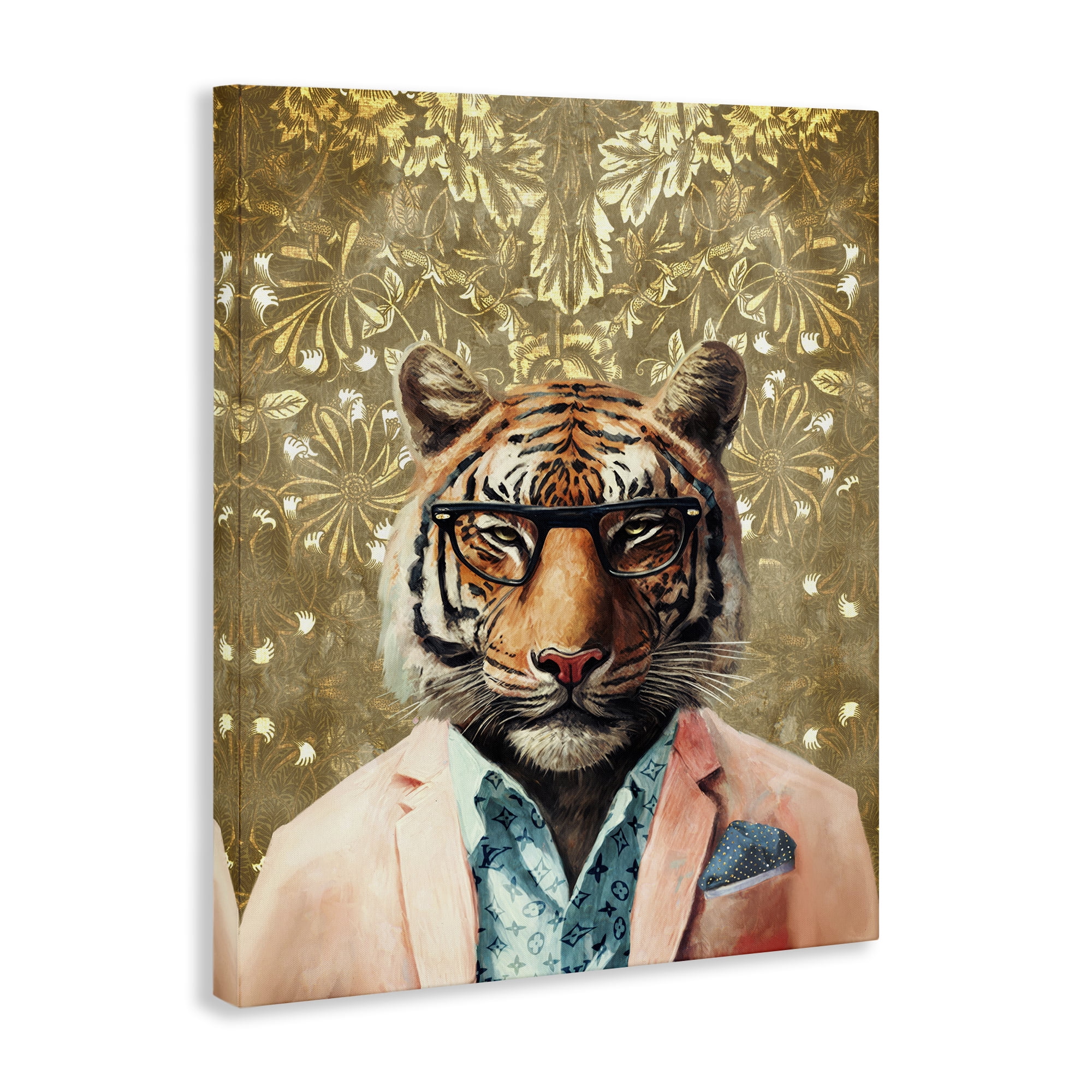 Stupell Industries Stylish Tiger Gold Wall Animals Painting Wrapped Canvas Art Print Wall Art, 24 x 30