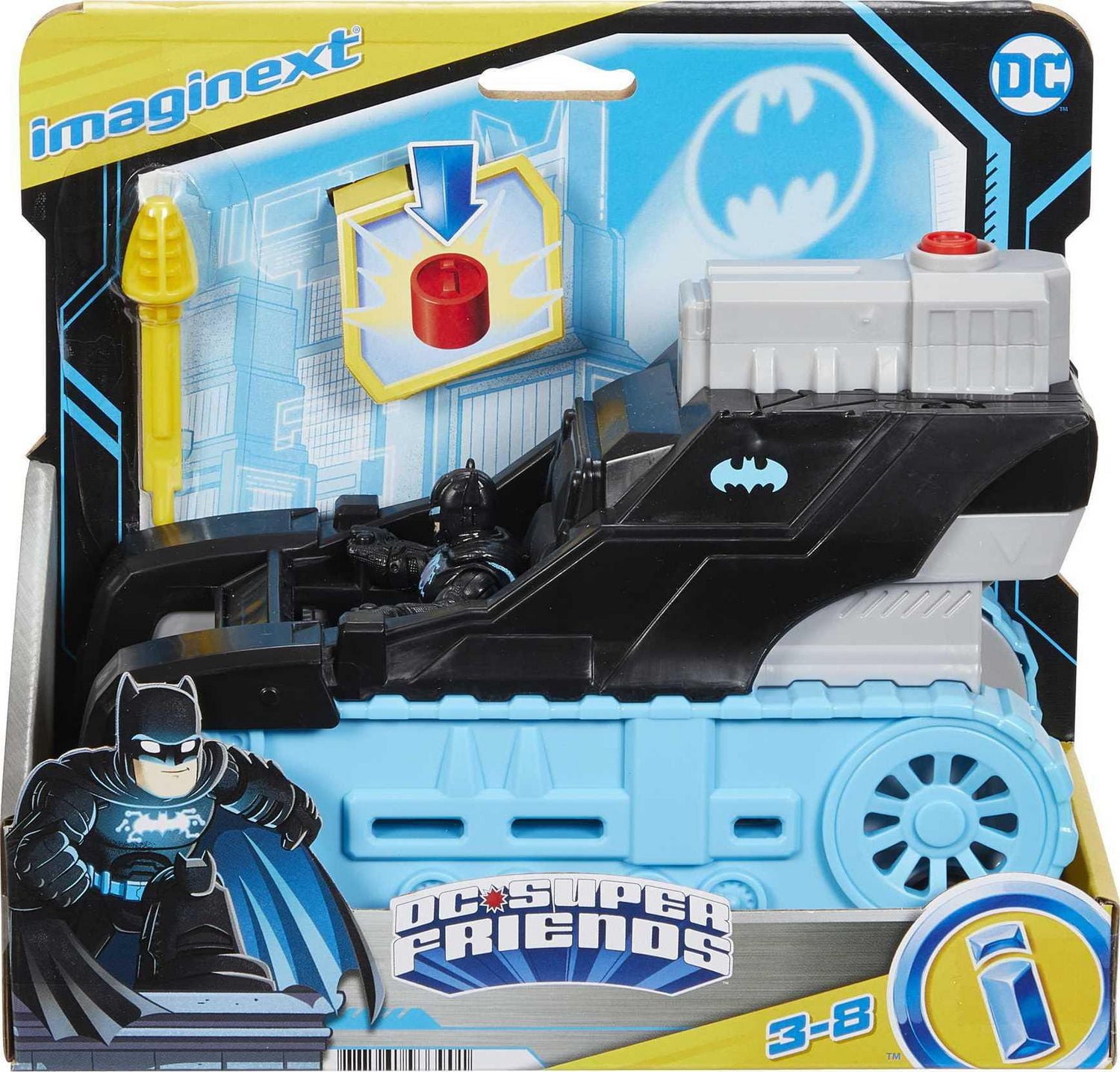 Fisher-Price Tank Bat-Tech Imaginext DC Super Friends de Fisher-Price, véhicule à pousser avec figurine Batman