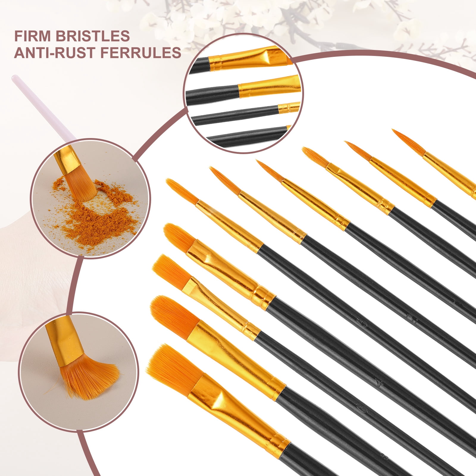 Paint Brushes Set, 200Pcs Acrylic Paint Brush Nylon Hair for Watercolor Oil Painting Miniature Detailing Rock Painting, Black