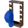 thumbnail image 1 of MyGift Rustic Burnt Solid Wood Wall Mounted Baseball Cap Collection Holder Display Rack, Wooden Hat Organizer Shelf with 10 Hooks for Hanging Ball Caps, 1 of 7