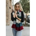 thumbnail image 2 of Rib Knit Scarf for Winter Unique Design Color Block Shawl Women Infinity Scarves Lightweight Cozy Fashion Wraps (Burgundy), 2 of 3