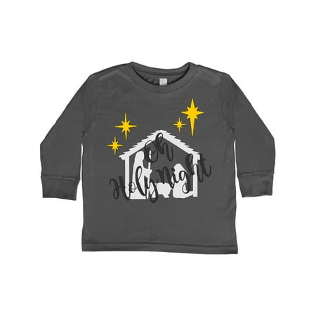 

Inktastic Oh Holy Night Christmas Nativity with Yellow Stars Gift Toddler Boy or Toddler Girl Long Sleeve T-Shirt