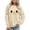 Beige, variant on Women Halloween Crewneck Sweatshirt, JIANLAI Cute Jack‑O‑Lantern Pumpkin Face & Ghost Graphic Long Sleeve Pullover, Oversized Round Neck Fall Winter Casual Tops