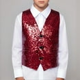 thumbnail image 2 of Kids Boys Girls Sequin Vest Shiny Vest Kids Sleeveless Red Vest Hip Hop Jazz Dance Party Party Stage Performance Jacket Vest 7-8 Years, 2 of 4