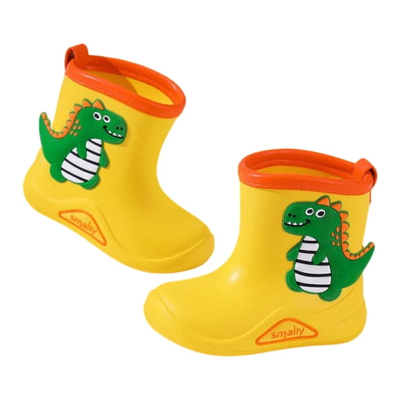 HAYIMI Kids Children Rain Boots Non- Children Water Shoes Classic Children Rainboots Outdoor Waterproof Round Toe Cartoon Dinosaur Lovely Footwear