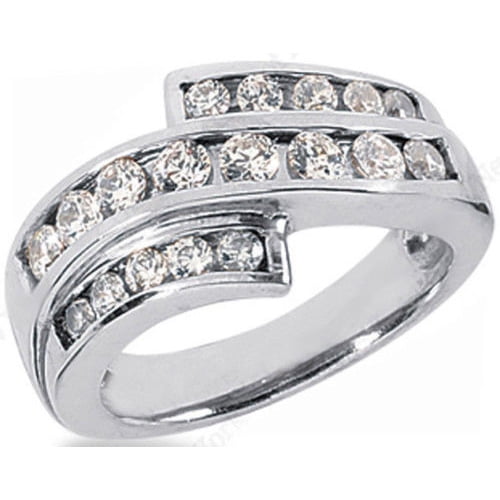 1.25ct Round Cut Diamond Wedding Anniversary Band, Size 6, Channel Set, Platinum by