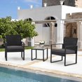 thumbnail image 4 of JOIVI 3-Piece Wicker Patio Furniture Bistro Set, Outdoor Rattan Conversation Set with Patio Chairs and Tempered Glass Top Side Table for Porch, Balcony, Deck, Backyard, Gray, 4 of 9