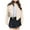 White-2, variant on Women's Wool Coat Lapel Zip Up Copped Bomber Jacket Outerwear with Pockets