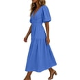 thumbnail image 7 of Iyufng Long Summer Puff Sleeves Dresses for Women V-Neck with Fitted Waist and Back Zipper, 7 of 7
