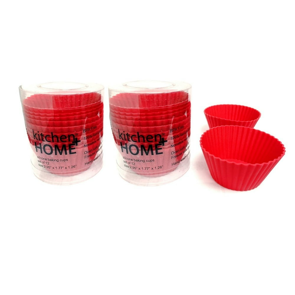 Silicone Cupcake Liners 24 Reusable NonStick Muffin Tray Liner