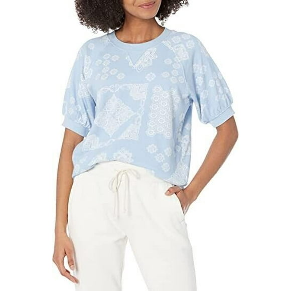 PJ Salvage Bandanarama Bandana Short Sleeve Top Ice Blue ( S )