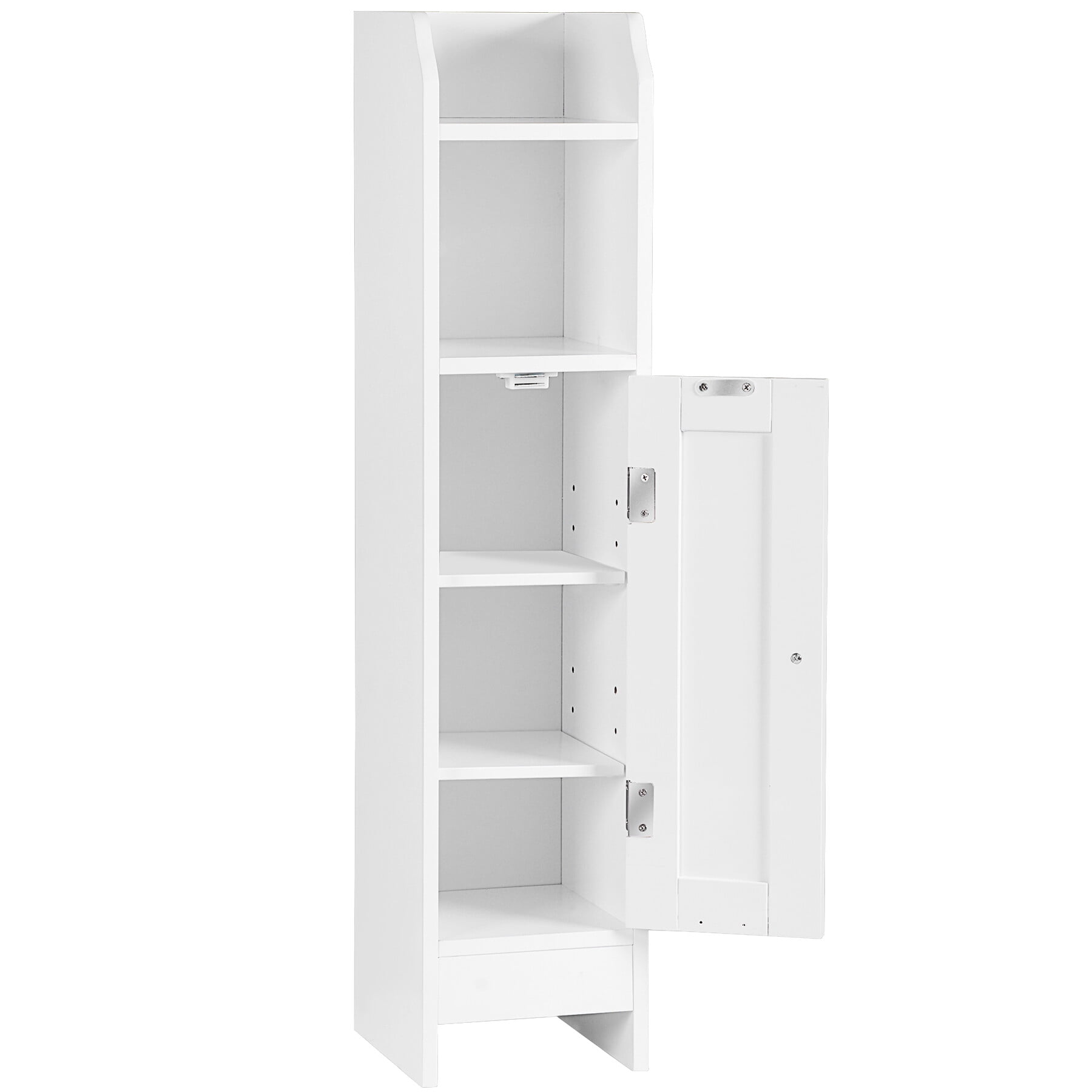 ZENY Bathroom Cabinet, Small Corner Cabinet with Door and Adjustable Shelf, Narrow Storage Cabinet, Floor Cabinet for Small Spaces, White