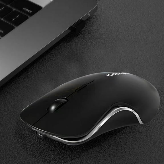 Computer Office Mouse Mute Wireless Battery Plug And Play Transmission Stable Fashion Beautiful Shallow Body Feel Comfortable Mouse Charging Large Capacity Black