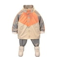 thumbnail image 3 of Traveling Hiking Camping Boys Sports Jacket Trousers Set Jogging Children Long Sleeve Turtleneck Zipper Coat Pants Kit Orange 130cm, 3 of 10
