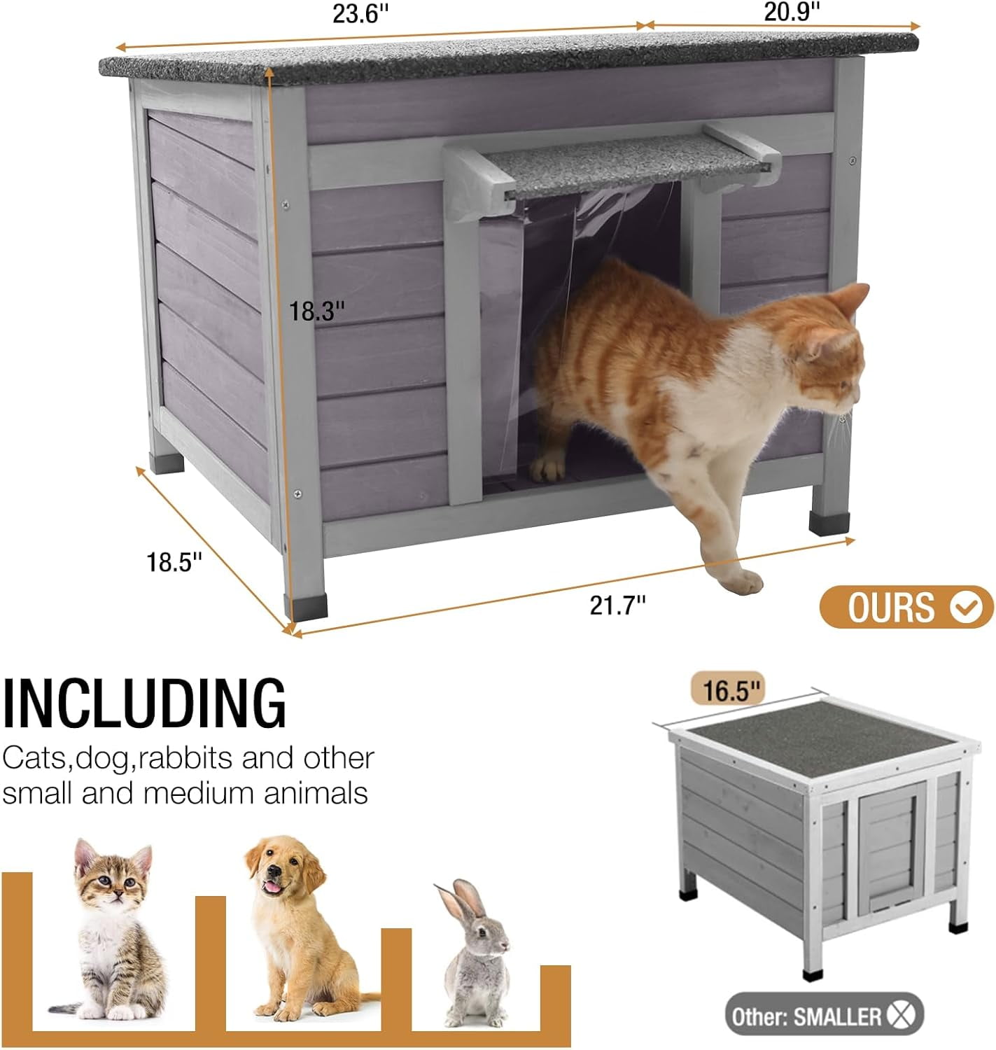 Aivituvin Outdoor Cat House Feral Cat Enclosure, Small Pet House Rainproof Cat House
