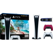 Play-Station-5 Digital Edition Horizon Forbidden West Bundle, Extra Red Wireless Controller with Mazepoly Dual Charger Dock for Controllers